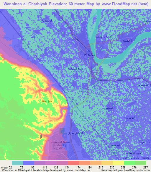 Wanninah al Gharbiyah,Egypt Elevation Map