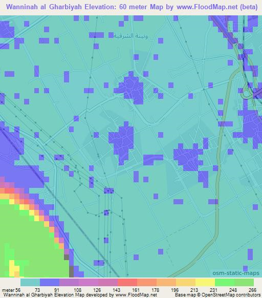 Wanninah al Gharbiyah,Egypt Elevation Map