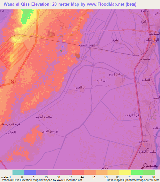 Wana al Qiss,Egypt Elevation Map