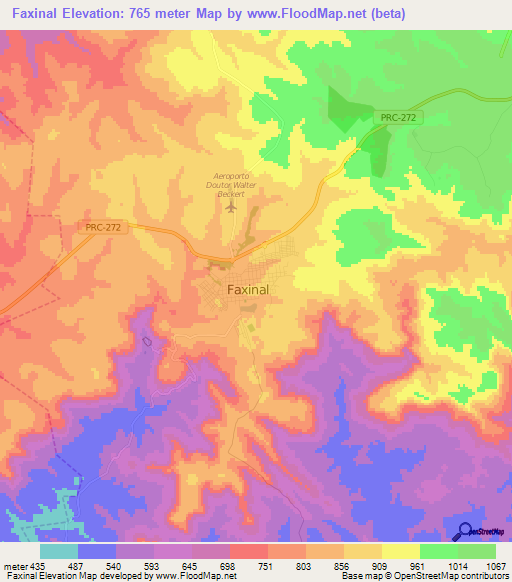 Faxinal,Brazil Elevation Map