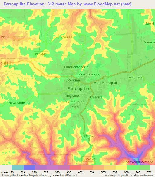 Farroupilha,Brazil Elevation Map