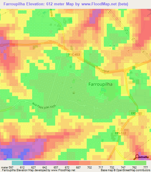 Farroupilha,Brazil Elevation Map