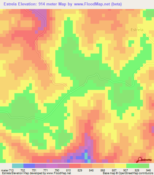 Estrela,Brazil Elevation Map