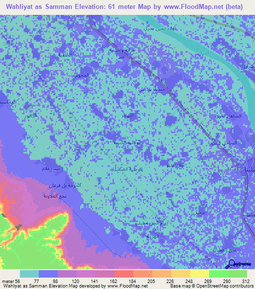 Wahliyat as Samman,Egypt Elevation Map