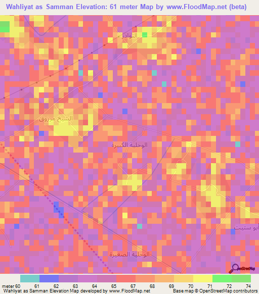 Wahliyat as Samman,Egypt Elevation Map