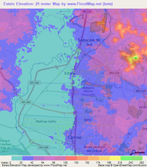 Esteio,Brazil Elevation Map