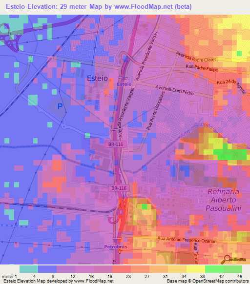 Esteio,Brazil Elevation Map