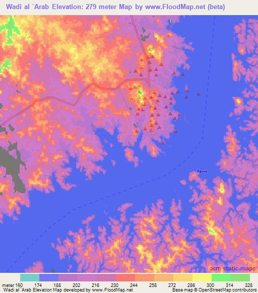 Wadi al `Arab,Egypt Elevation Map