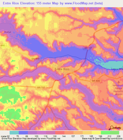 Entre Rios,Brazil Elevation Map