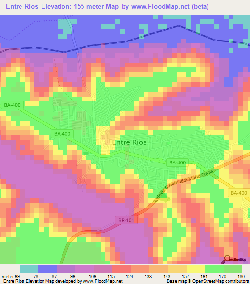 Entre Rios,Brazil Elevation Map