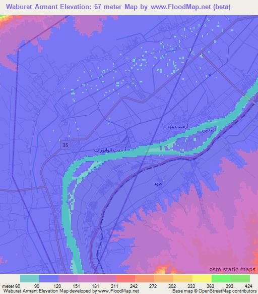 Waburat Armant,Egypt Elevation Map