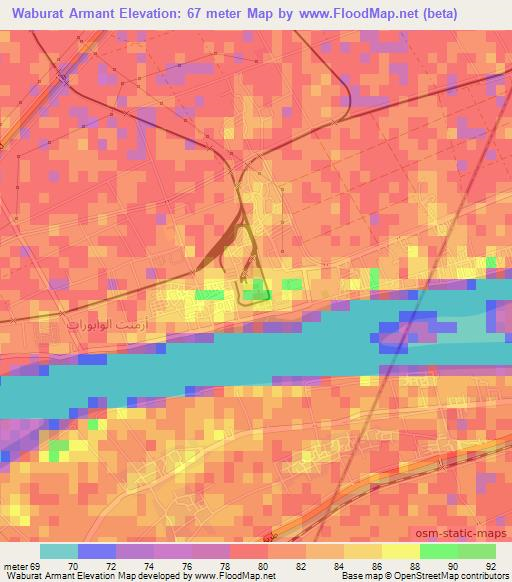 Waburat Armant,Egypt Elevation Map