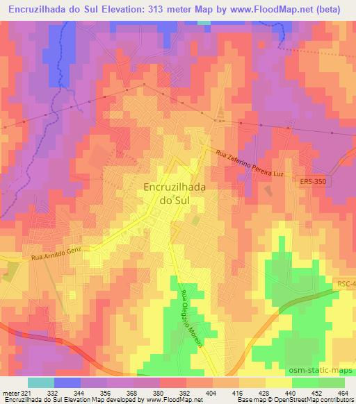 Encruzilhada do Sul,Brazil Elevation Map