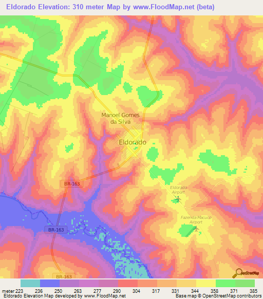 Eldorado,Brazil Elevation Map