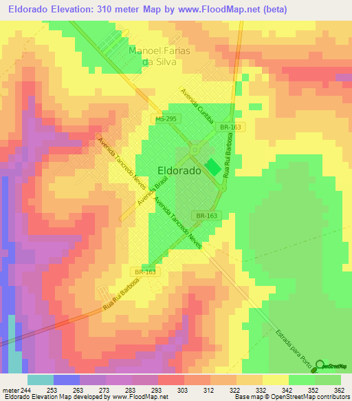 Eldorado,Brazil Elevation Map