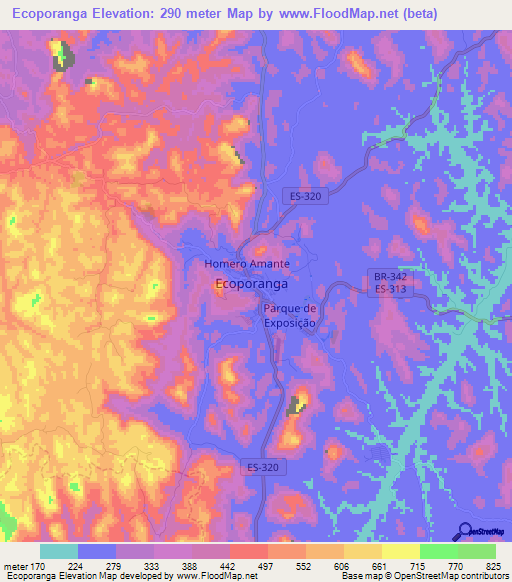 Ecoporanga,Brazil Elevation Map