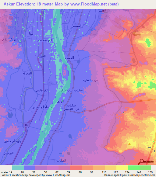 Askur,Egypt Elevation Map