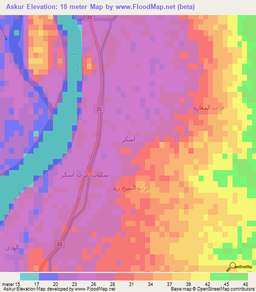 Askur,Egypt Elevation Map