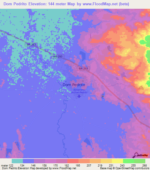 Dom Pedrito,Brazil Elevation Map