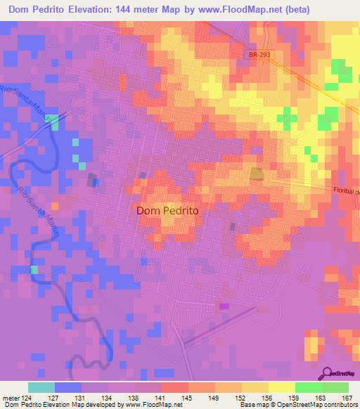 Dom Pedrito,Brazil Elevation Map