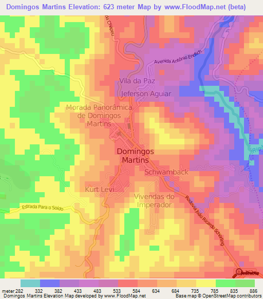 Domingos Martins,Brazil Elevation Map