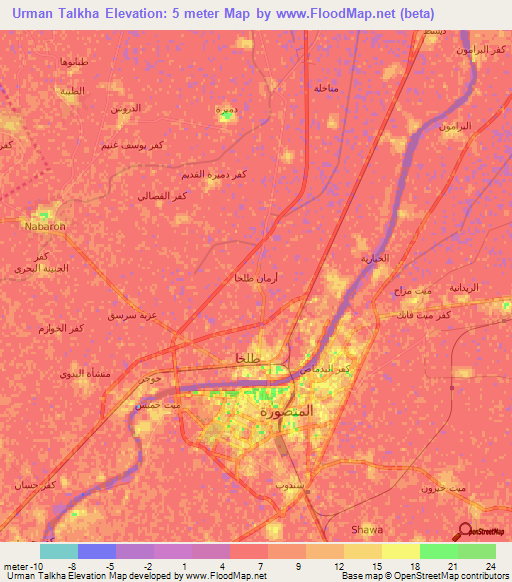 Urman Talkha,Egypt Elevation Map