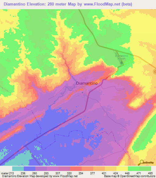 Diamantino,Brazil Elevation Map