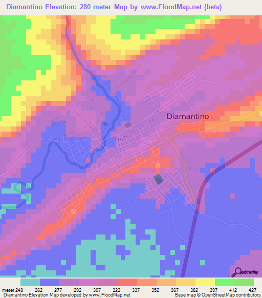 Diamantino,Brazil Elevation Map