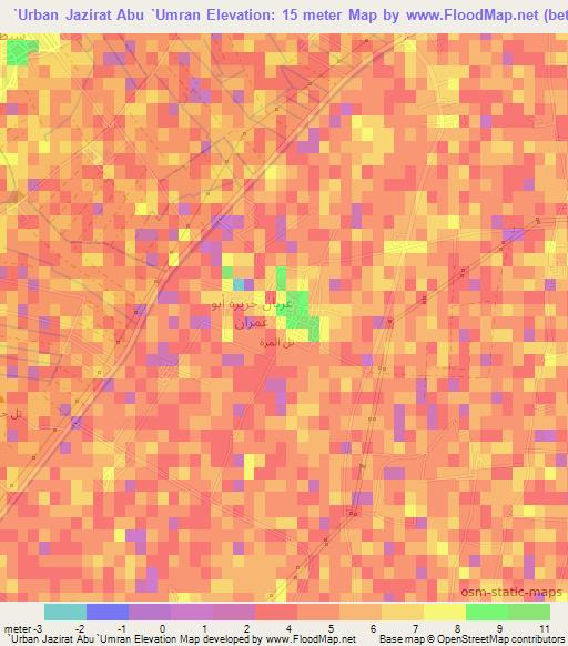 `Urban Jazirat Abu `Umran,Egypt Elevation Map