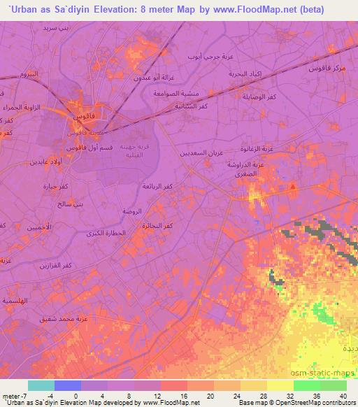 `Urban as Sa`diyin,Egypt Elevation Map