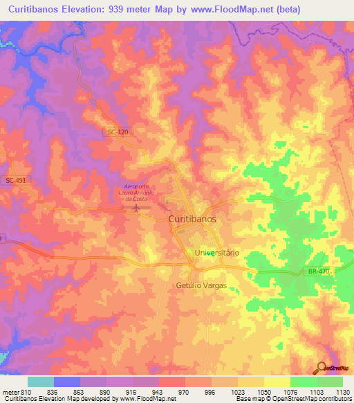 Curitibanos,Brazil Elevation Map