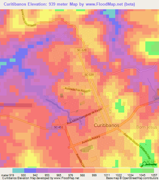 Curitibanos,Brazil Elevation Map