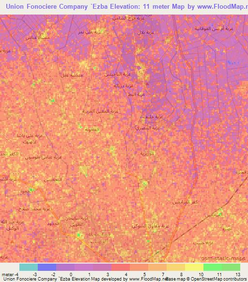 Union Fonociere Company `Ezba,Egypt Elevation Map