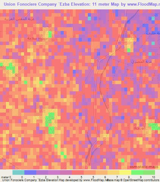 Union Fonociere Company `Ezba,Egypt Elevation Map