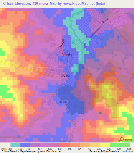 Crixas,Brazil Elevation Map