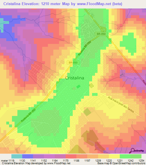 Cristalina,Brazil Elevation Map