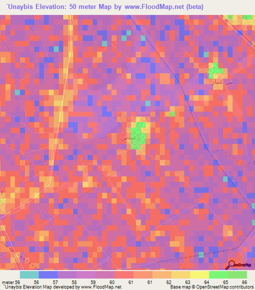 `Unaybis,Egypt Elevation Map