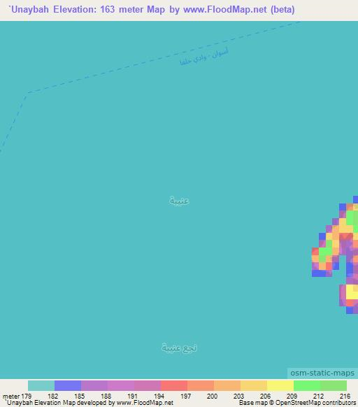 `Unaybah,Egypt Elevation Map