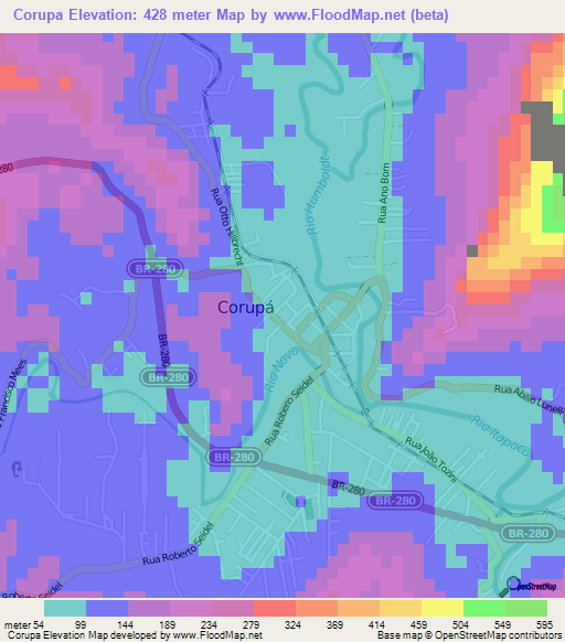 Corupa,Brazil Elevation Map