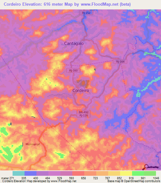 Cordeiro,Brazil Elevation Map