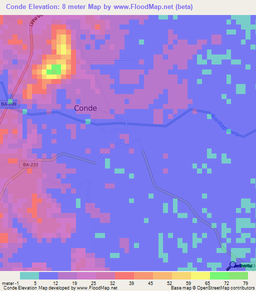 Conde,Brazil Elevation Map