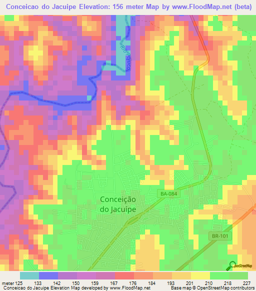 Conceicao do Jacuipe,Brazil Elevation Map