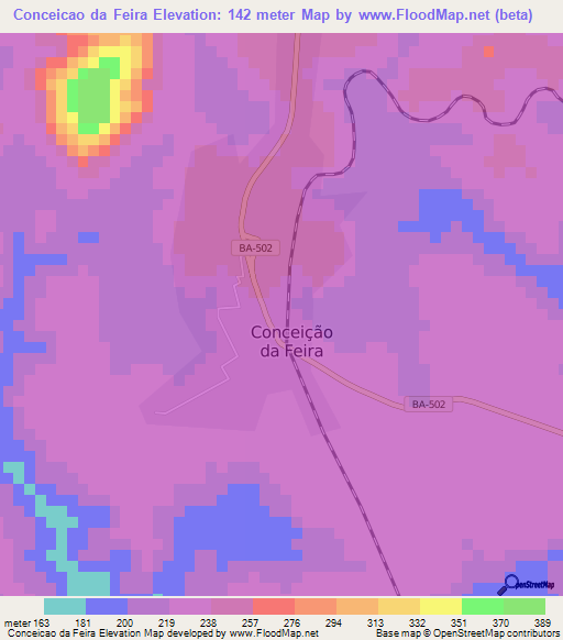 Conceicao da Feira,Brazil Elevation Map