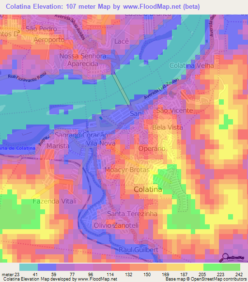 Colatina,Brazil Elevation Map