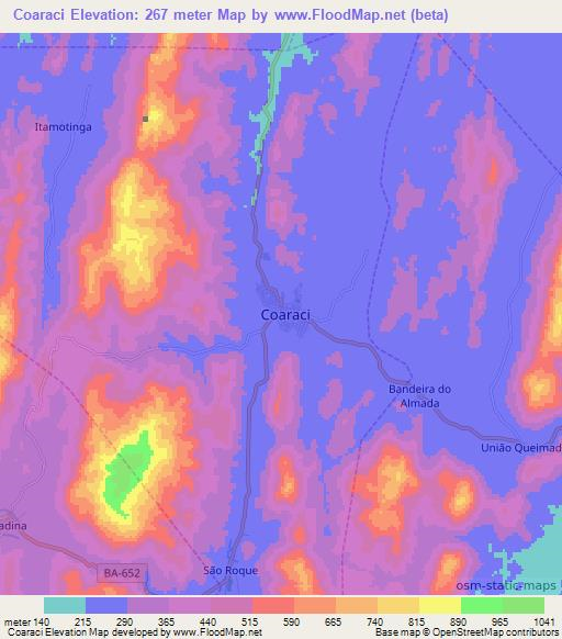 Coaraci,Brazil Elevation Map