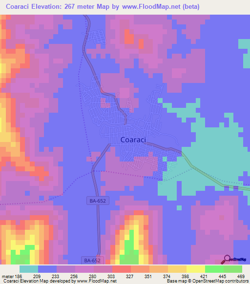 Coaraci,Brazil Elevation Map