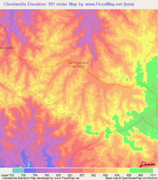 Clevelandia,Brazil Elevation Map