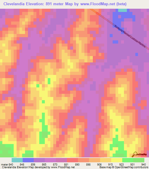 Clevelandia,Brazil Elevation Map