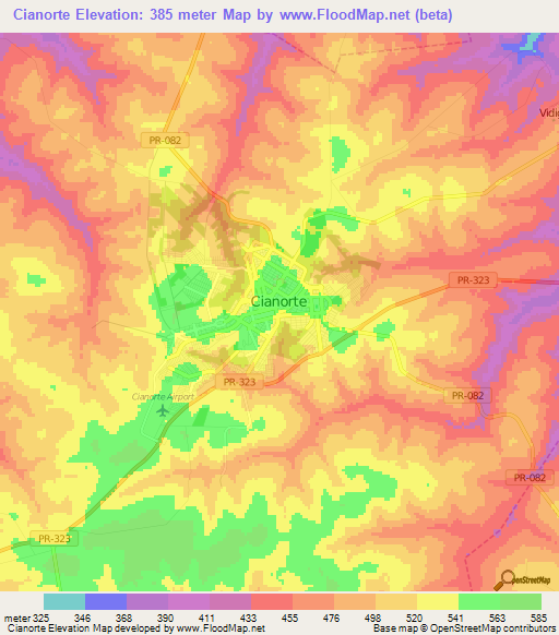 Cianorte,Brazil Elevation Map