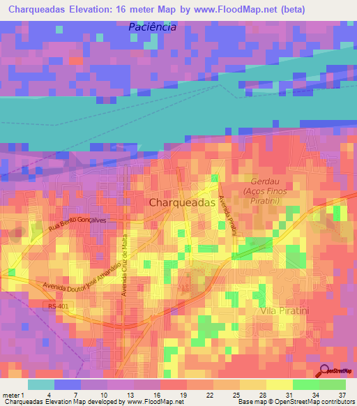 Charqueadas,Brazil Elevation Map